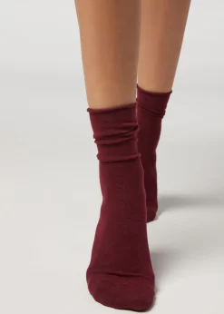 Short Socks^Calzedonia Non-Elastic Cotton Ankle Socks 958 - Rhubarb Red