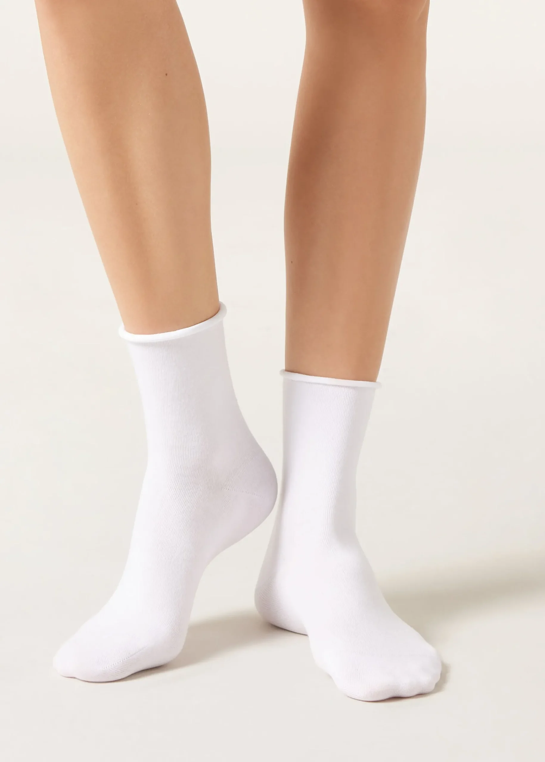 Short Socks^Calzedonia Non-Elastic Cotton Ankle Socks 001 - White