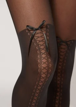 Patterned Tights^Calzedonia Over-Knee Boot Effect Tights 019 - Black