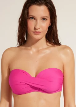Bikini^Calzedonia Padded Bandeau Bikini Top Indonesia 614C - Bright Pink