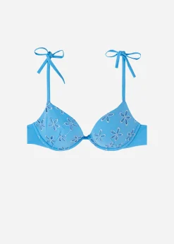Bikini^Calzedonia Padded Push-Up Bikini Top Corfu 640C - Ocean Blue