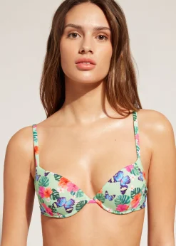 Bikini^Calzedonia Padded Push-Up Bikini Top Malibu 638C - Butterfly Patterns