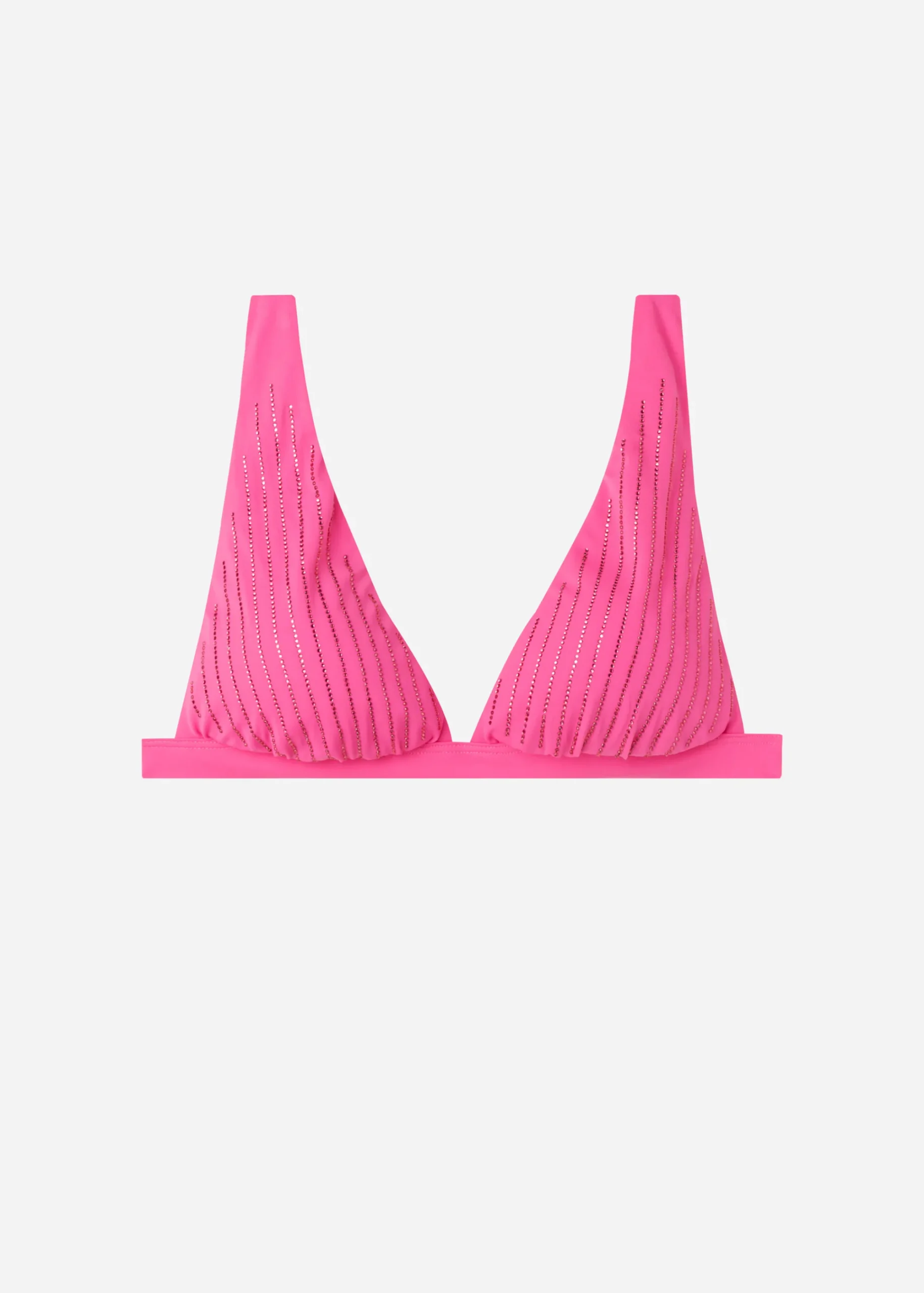 Bikini^Calzedonia Padded Triangle Bikini Top Shanghai 625C - Bright Pink Rhinestone