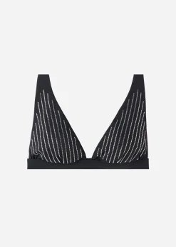 Bikini^Calzedonia Padded Triangle Bikini Top Shanghai 623C - Black Rhinestone
