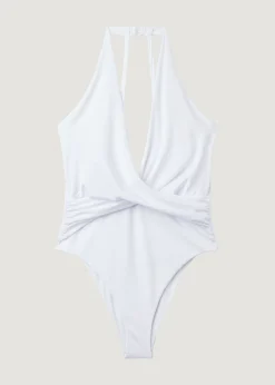 One-Piece Swimswuits^Calzedonia Plunging Neckline Swimsuit Cairo 01 - White