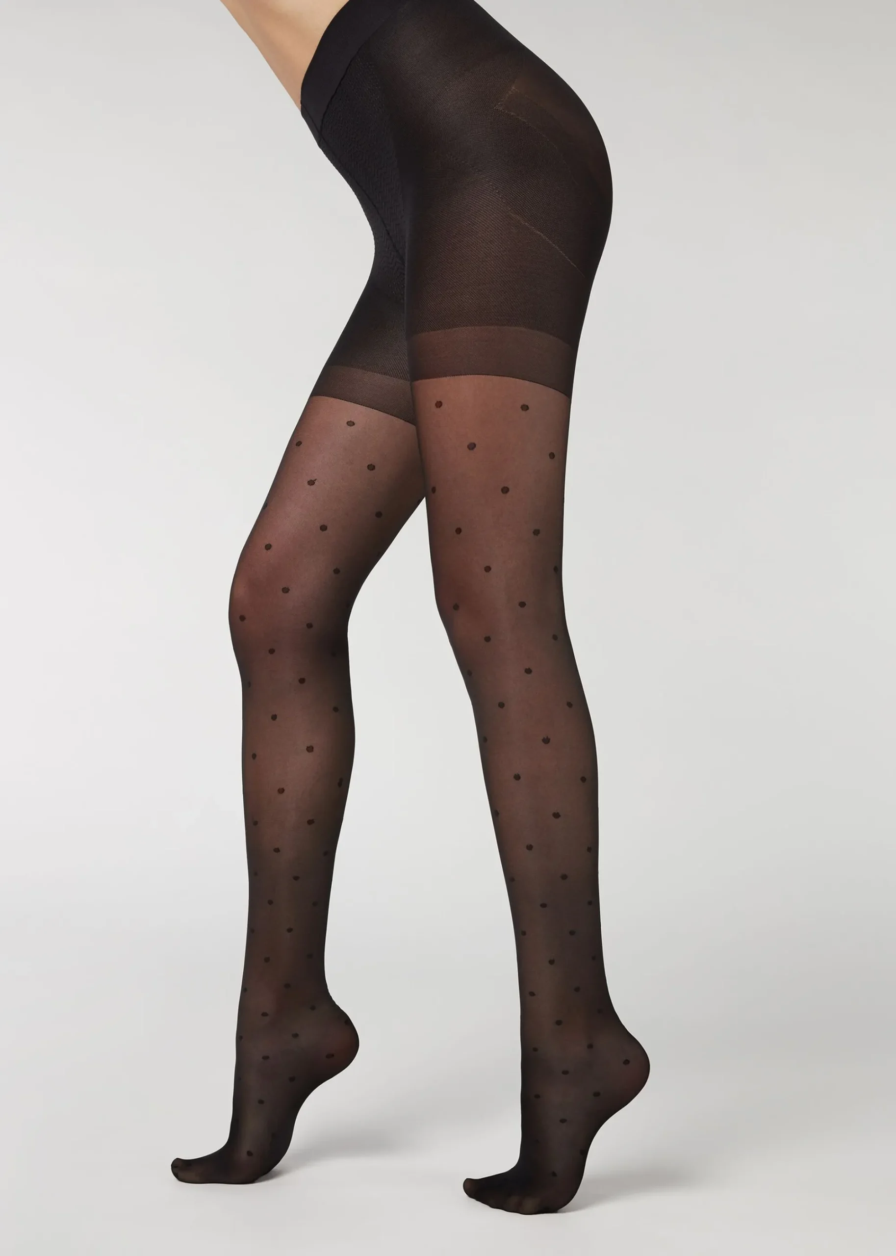 Sheer Tights^Calzedonia Polka Dot Total Shaper Tights 3063 - Black Polka Dots