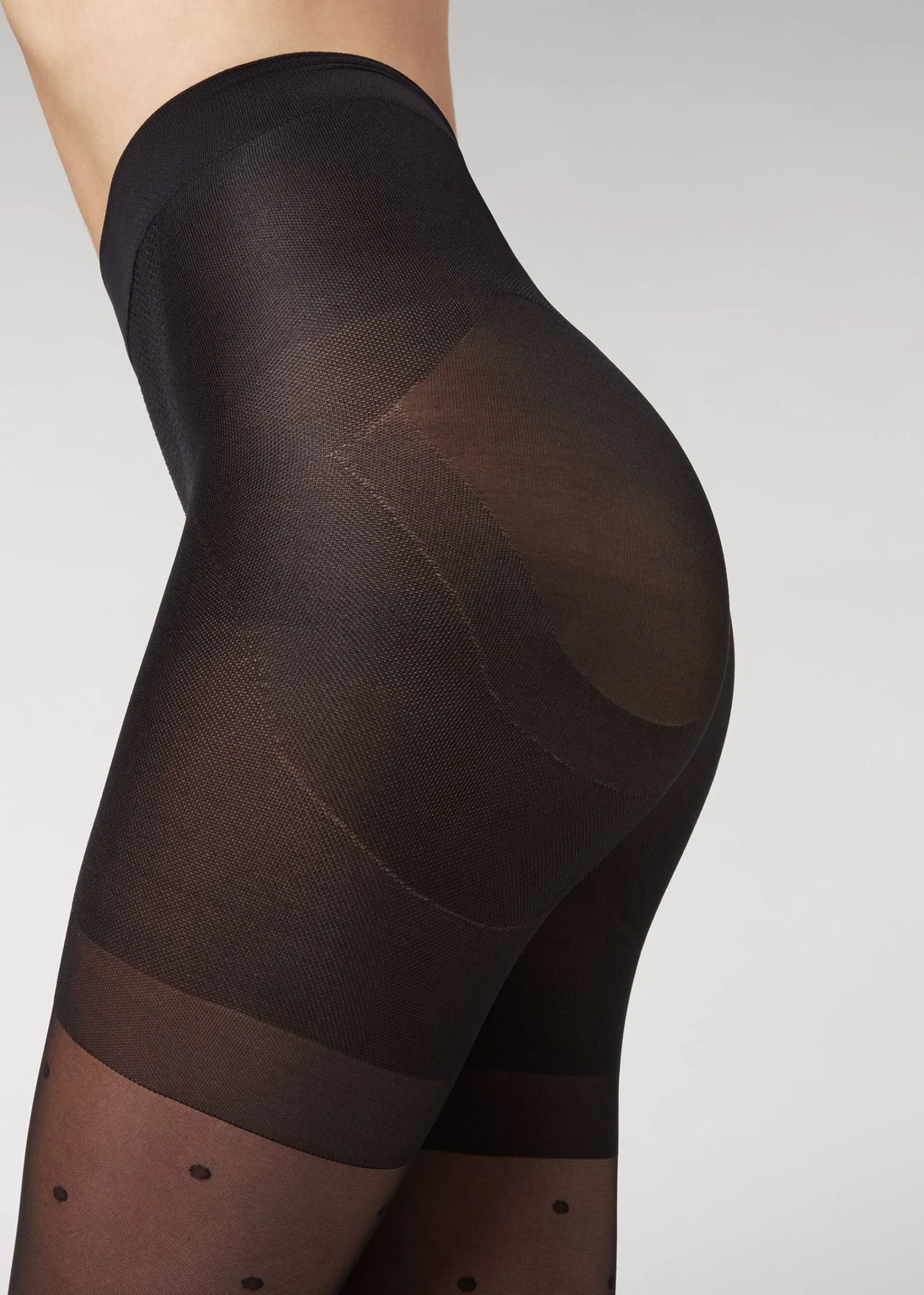 Sheer Tights^Calzedonia Polka Dot Total Shaper Tights 3063 - Black Polka Dots