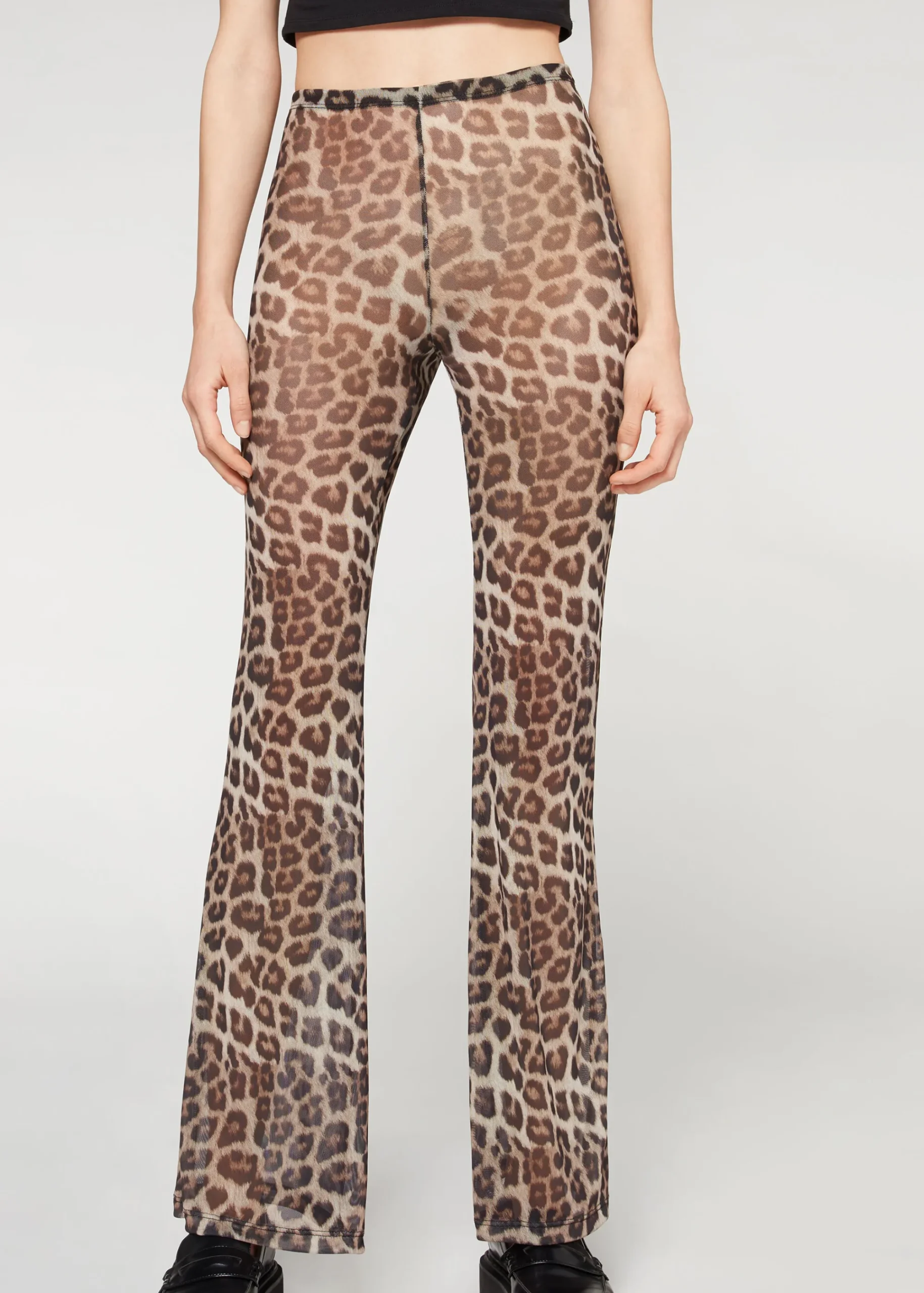 Trousers^Calzedonia Printed Tulle Flared Leggings 609C - Speckled Beige