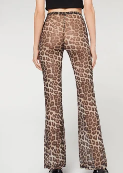 Trousers^Calzedonia Printed Tulle Flared Leggings 609C - Speckled Beige