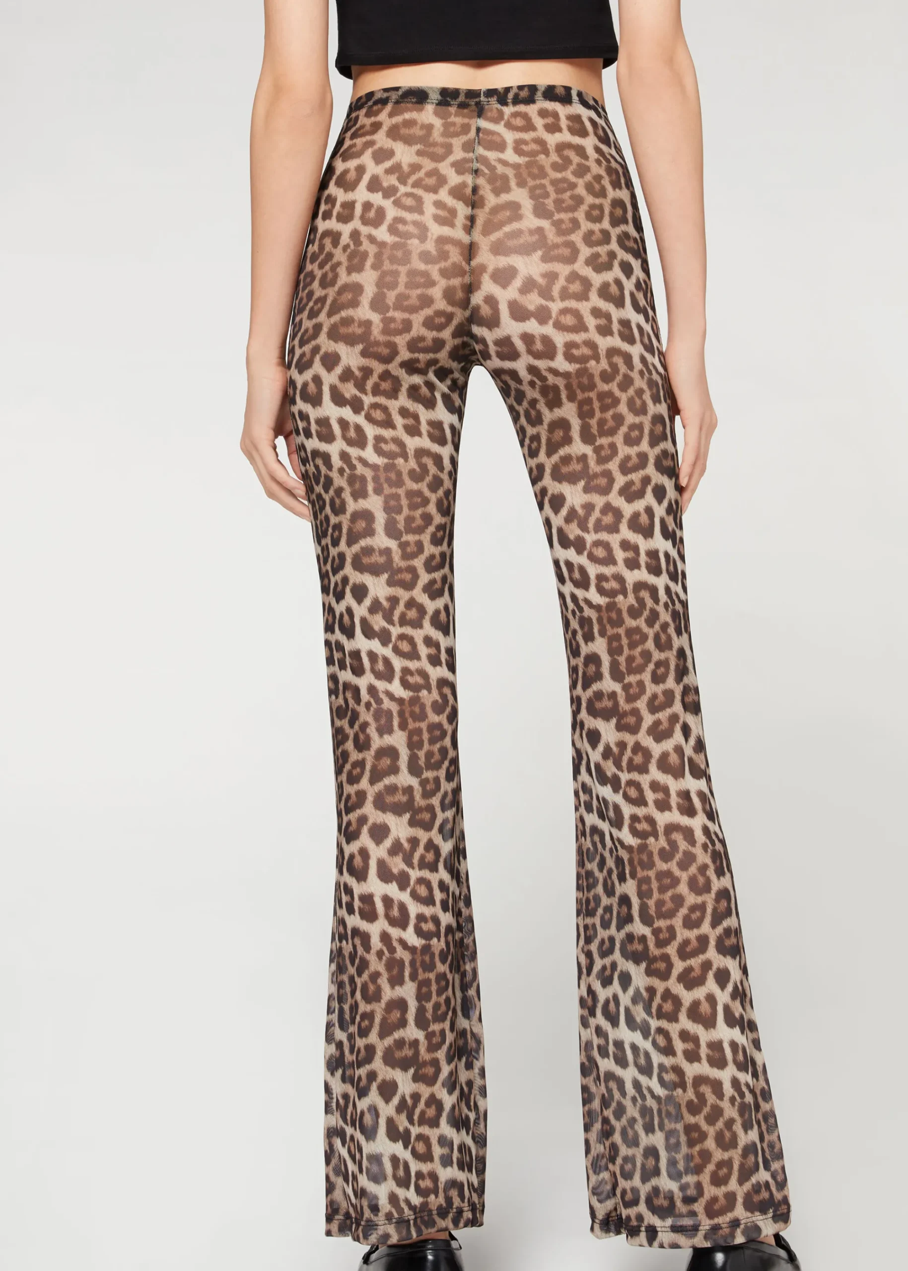Trousers^Calzedonia Printed Tulle Flared Leggings 609C - Speckled Beige