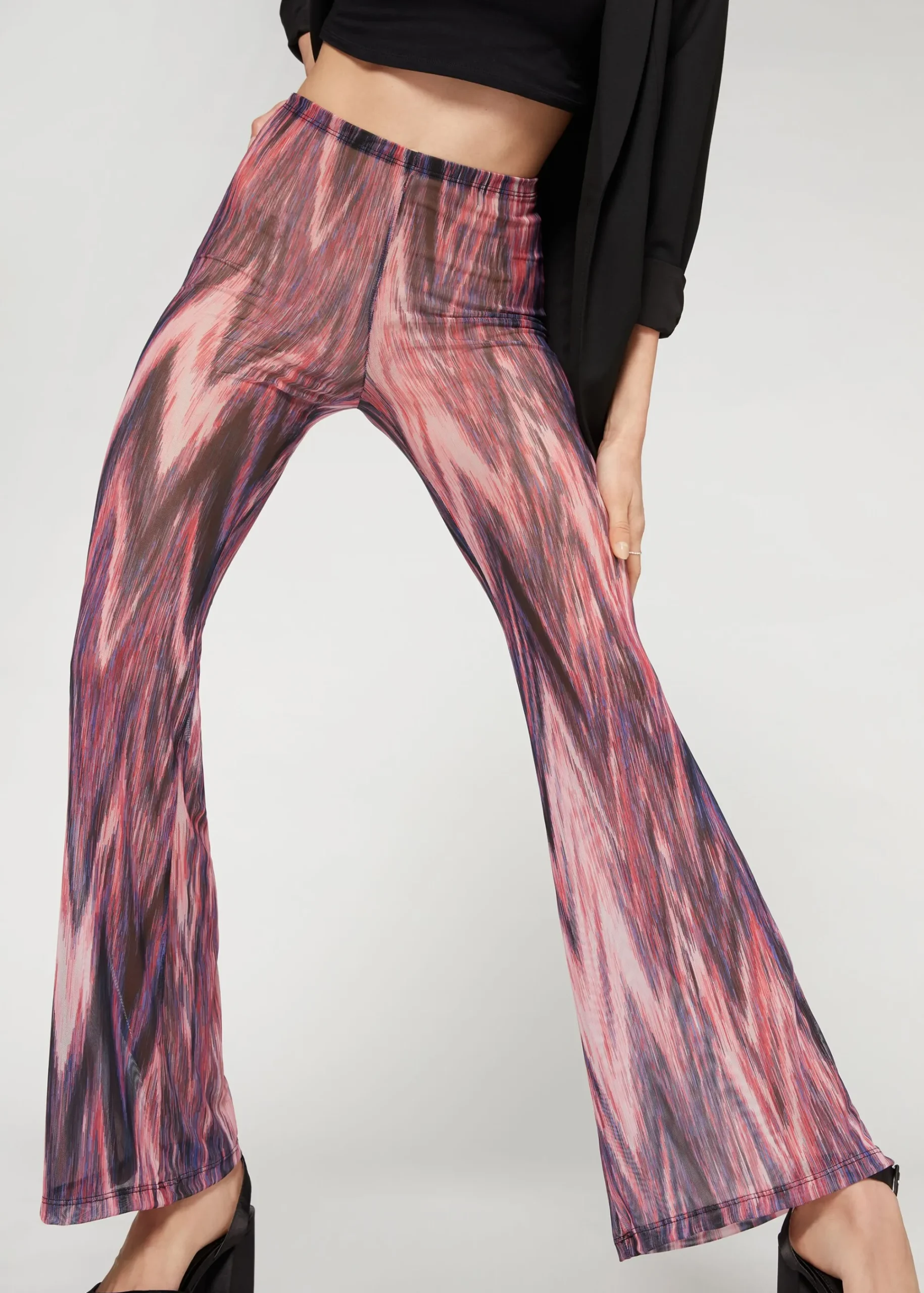 Leggings^Calzedonia Printed Tulle Flared Leggings 608C - Fuchsia/Purple Chevron