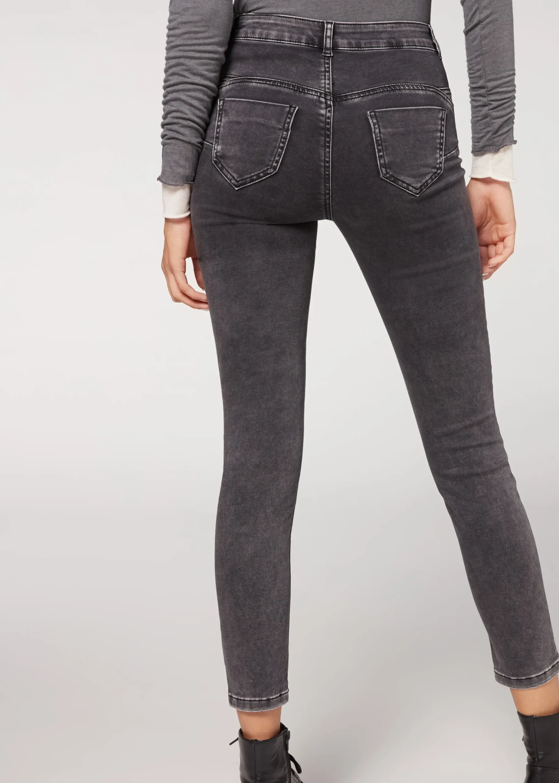 Jeans^Calzedonia Push-Up And Soft Touch Jeans 4597 - Washed Acid Grey