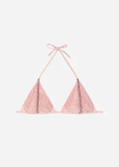 Bikini^Calzedonia Rhinestone And Pearl Slide Triangle Bikini Top Manila 705C - Pink Rhinestone