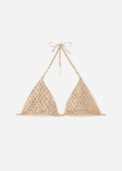 Bikini^Calzedonia Rhinestone Slide Triangle Bikini Top Luxor 700C - Shiny Gold