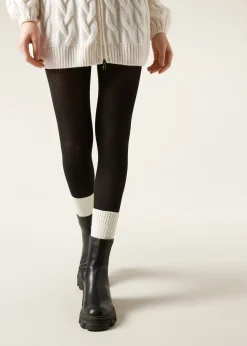 Patterned Tights^Calzedonia Ribbed Tights With Cashmere 4423 - Black Ribbed Cashmere
