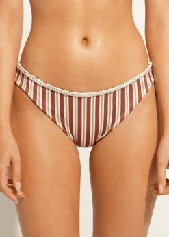 Bikini^Calzedonia Rodi Stripe Bikini Bottoms 687C - Brown/White Stripes