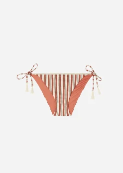 Bikini^Calzedonia Rodi Stripe Bow Bikini Bottoms 687C - Brown/White Stripes