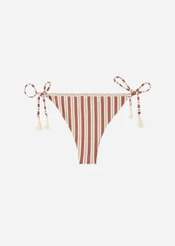 Bikini^Calzedonia Rodi Stripe Bow Brazilian Bikini Bottoms 687C - Brown/White Stripes