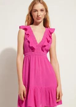 Beachwear^Calzedonia Ruffle Passementerie Short Dress 614C - Bright Pink