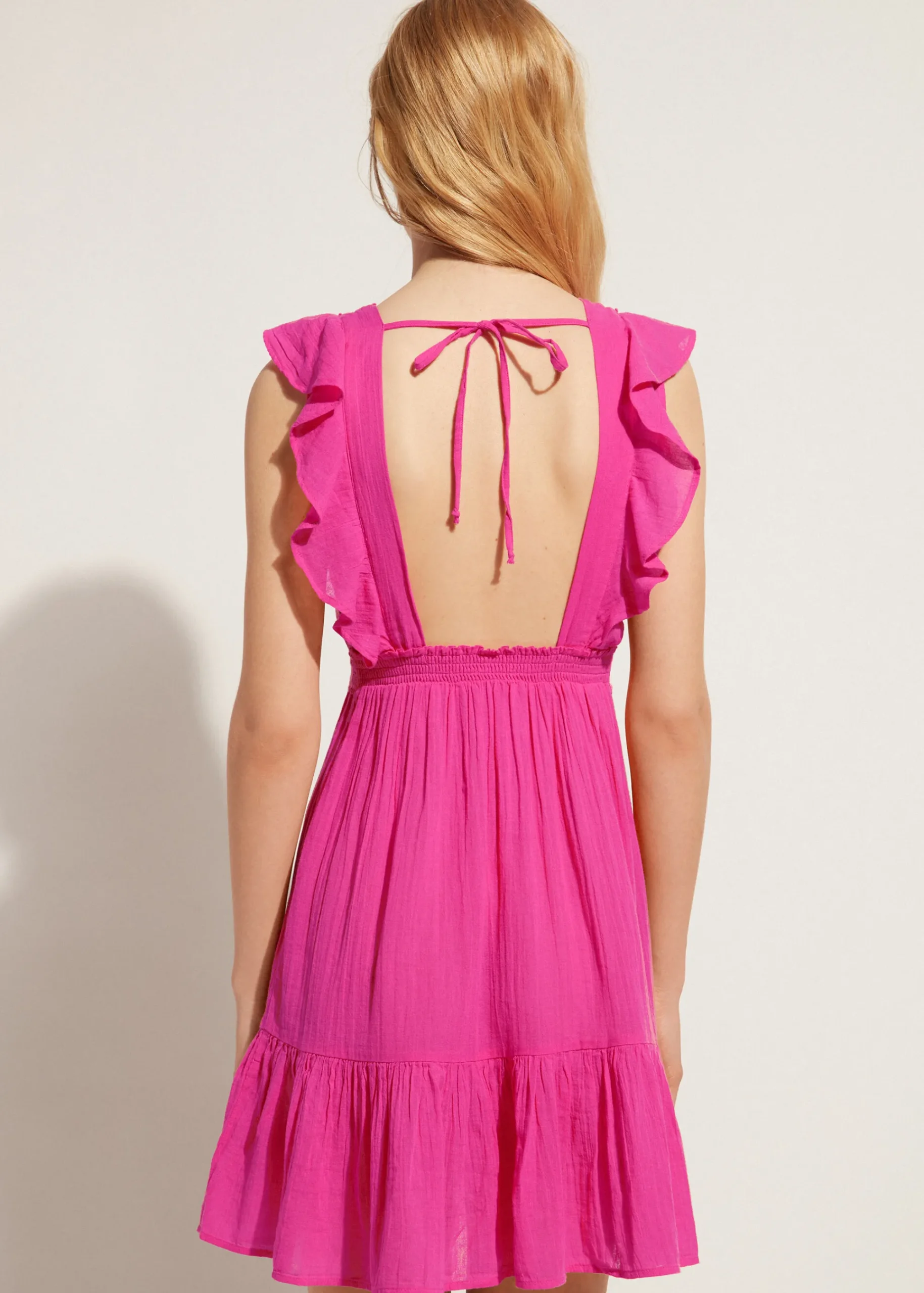 Beachwear^Calzedonia Ruffle Passementerie Short Dress 614C - Bright Pink