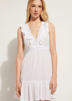 Beachwear^Calzedonia Ruffle Passementerie Short Dress 01 - White