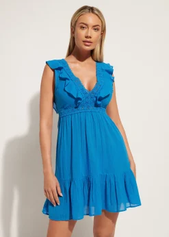 Beachwear^Calzedonia Ruffle Passementerie Short Dress 681C - Electric Blue