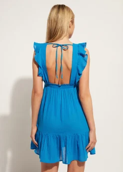 Beachwear^Calzedonia Ruffle Passementerie Short Dress 681C - Electric Blue