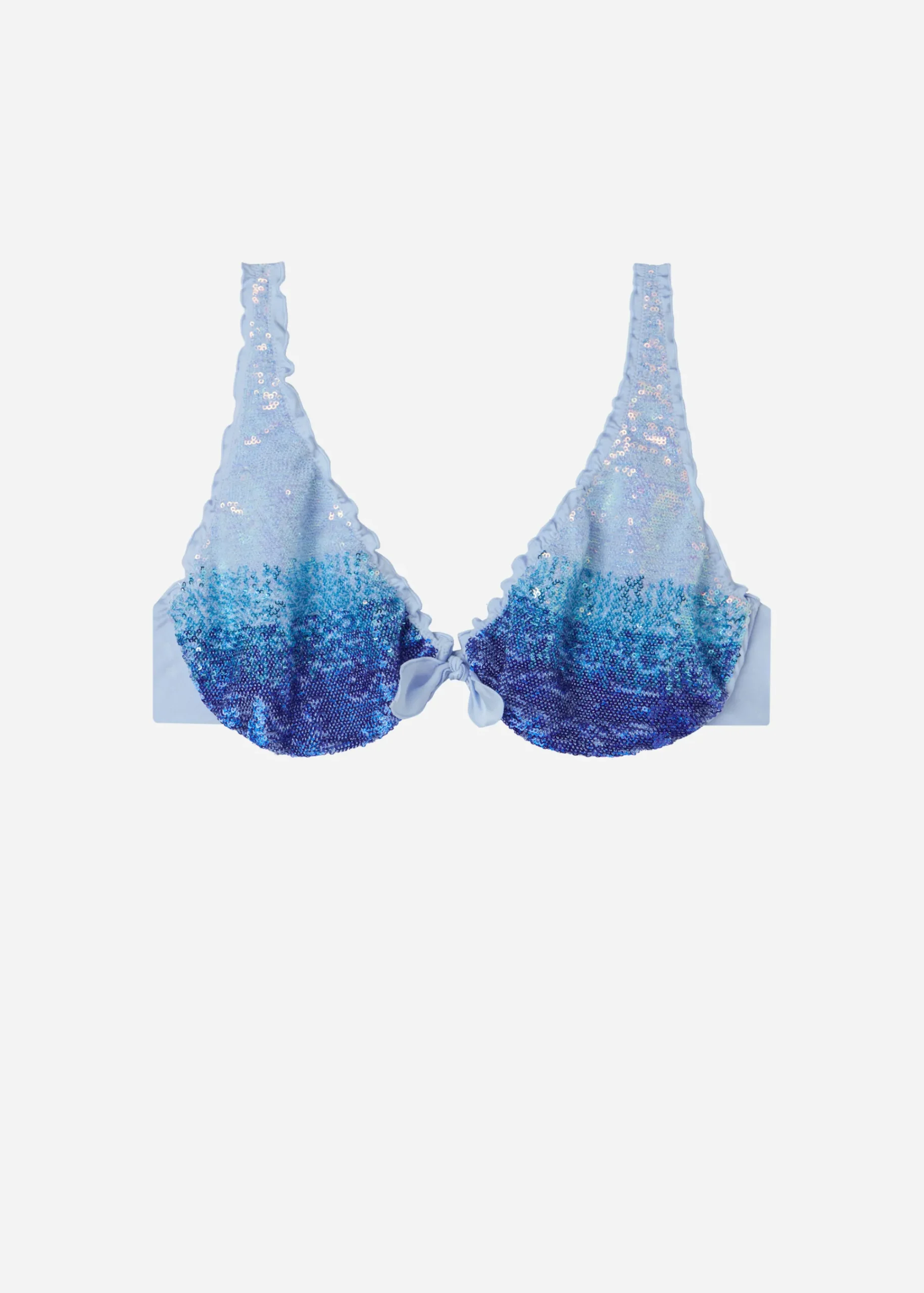 Bikini^Calzedonia Sequin Balconette Bikini Top Seychelles 697C - Light Blue Degrade Sequin