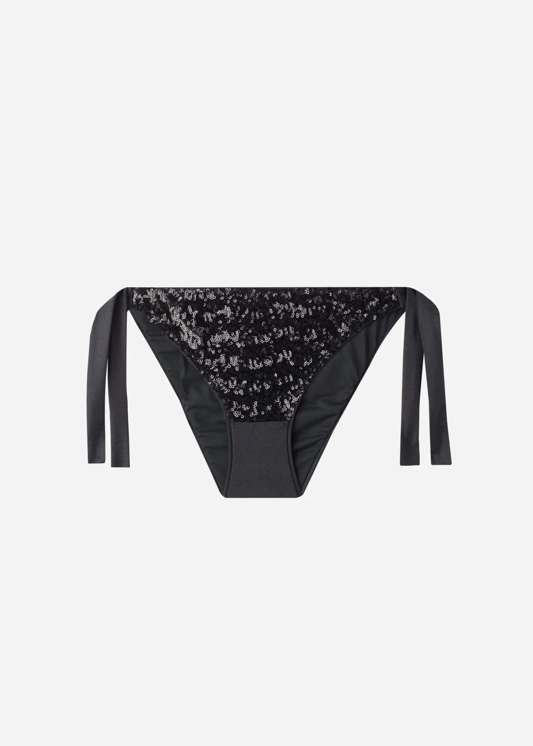 Bikini^Calzedonia Sequin Bow Bikini Bottoms Cannes 650C - Black Sequin
