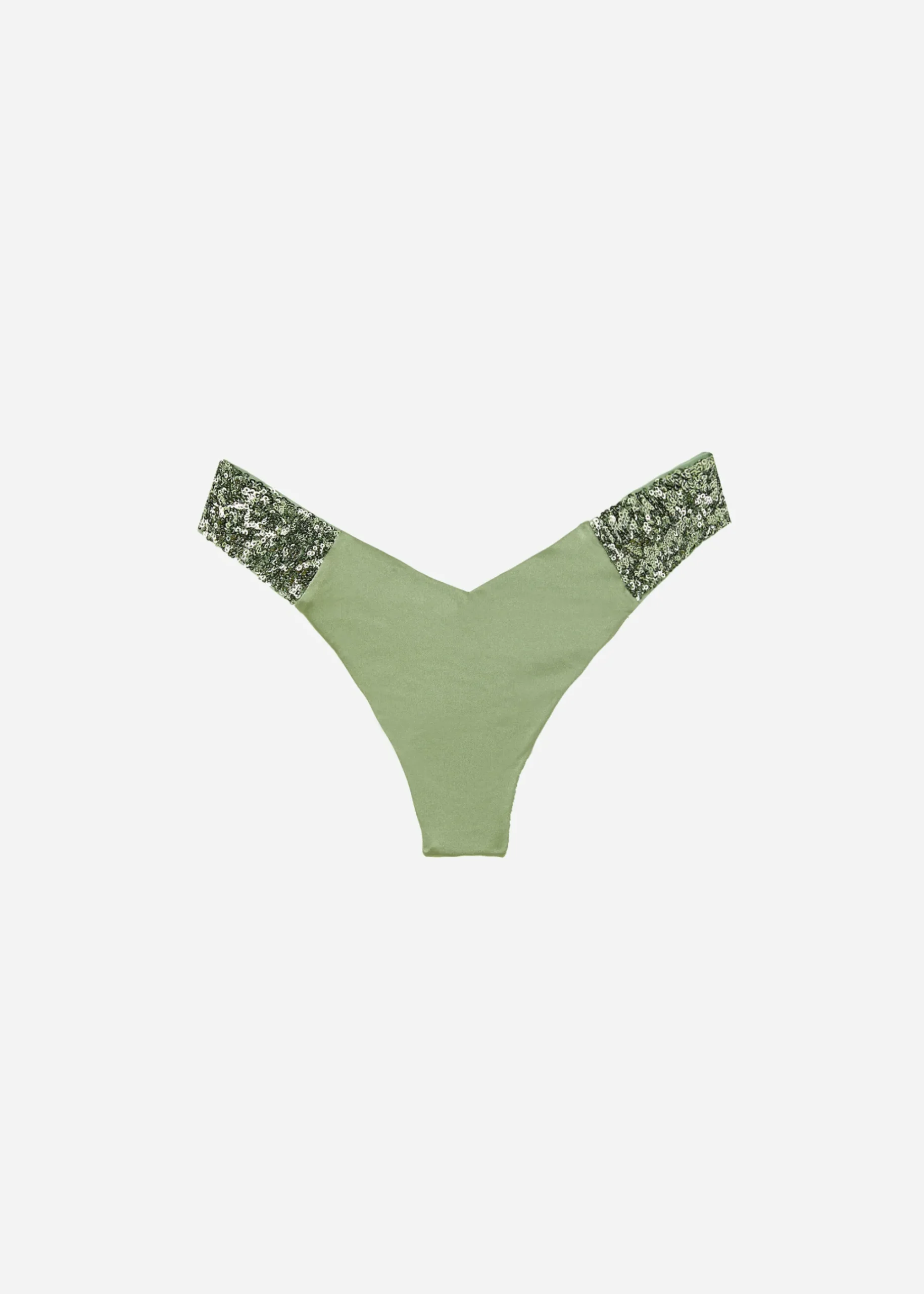 Bikini^Calzedonia Sequin High-Leg Brazilian Bikini Bottoms Cannes 622C - Paillettes Desert Green