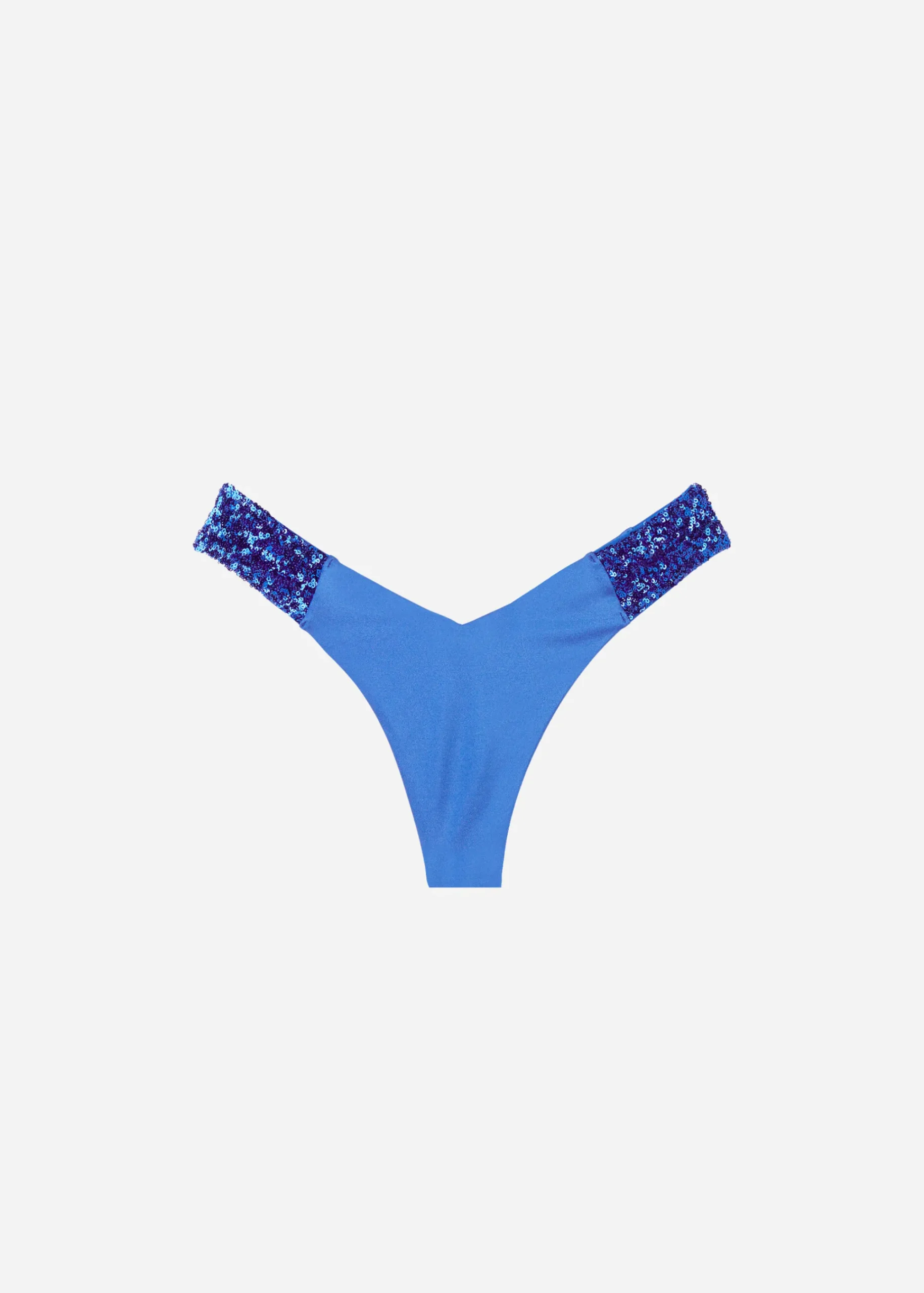 Bikini^Calzedonia Sequin High-Leg Brazilian Bikini Bottoms Cannes 621C - Electric Blue Sequin