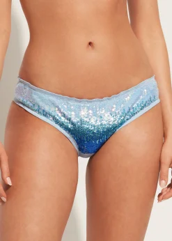 Bikini^Calzedonia Seychelles Graduated Sequin Bikini Bottoms 697C - Light Blue Degrade Sequin