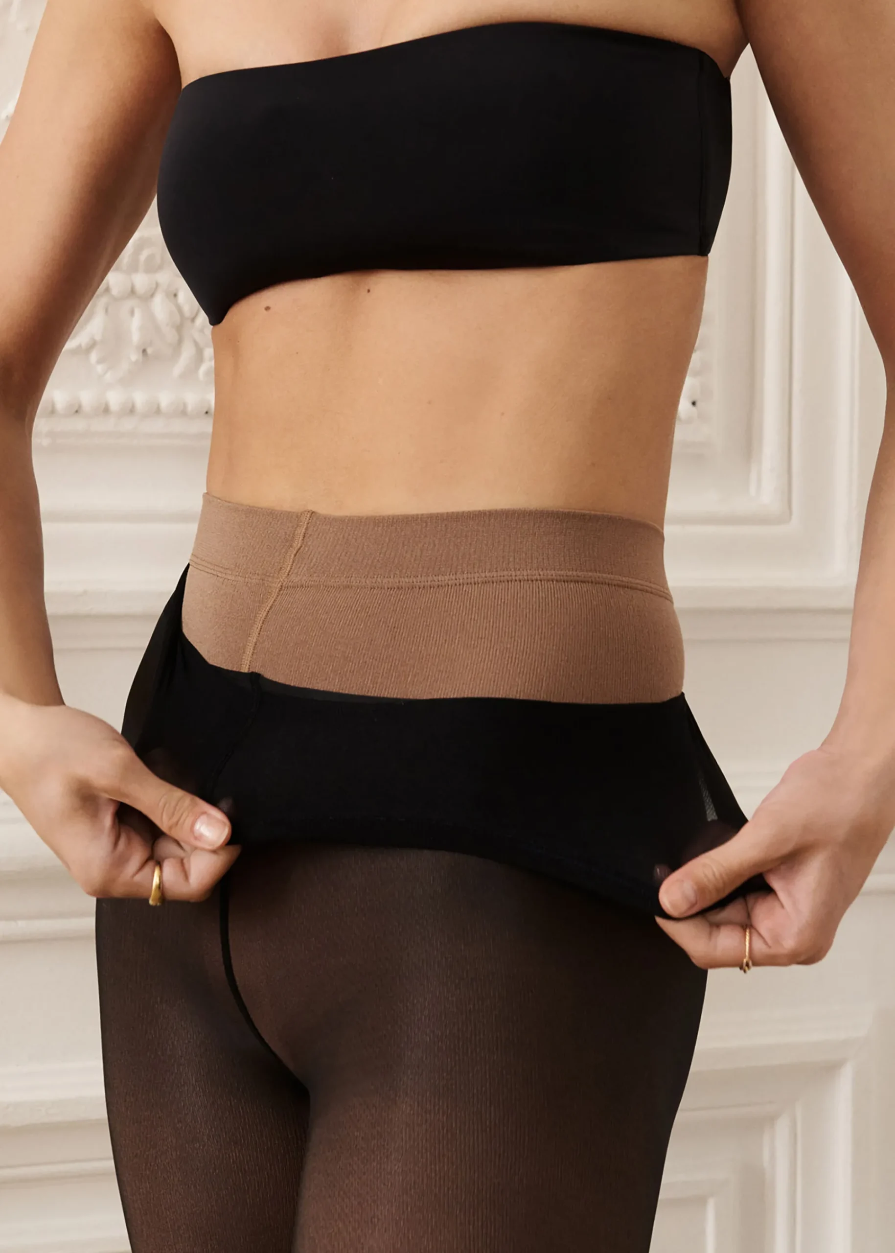 Opaque Tights^Calzedonia Sheer Effect Thermal Tights 5152 - Nude/Black