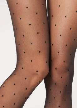 Sheer Tights^Calzedonia Sheer Polka Dot Tights 3782 - Black Polka Dots