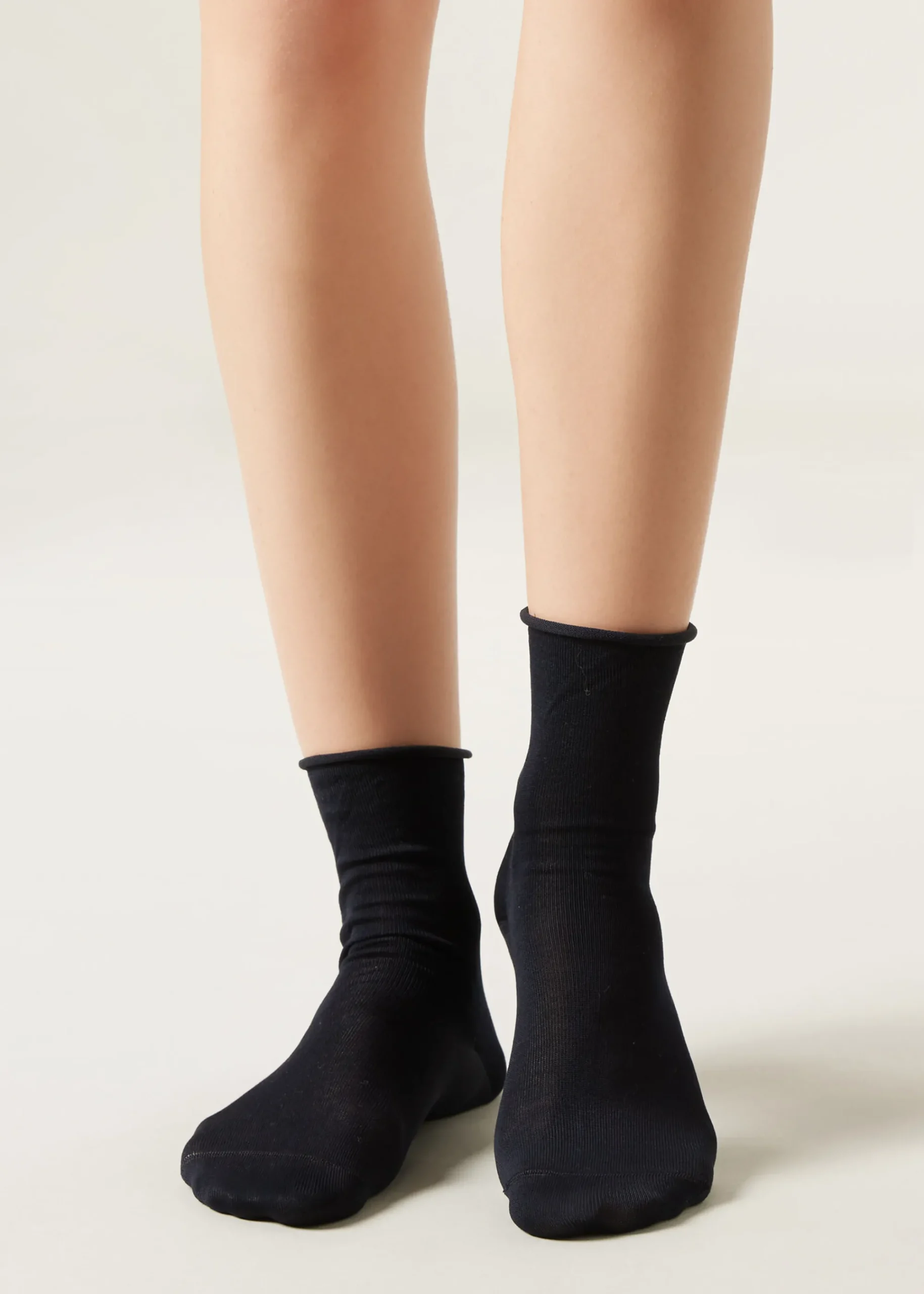 Short Socks^Calzedonia Short Lisle Socks With Raw Cut Cuffs 016 - Blue