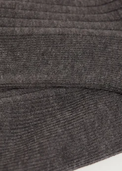 Short Socks^Calzedonia Short Ribbed Socks With Cotton And Cashmere 042 - Mid Grey Blend