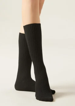 Short Socks^Calzedonia Short Ribbed Socks With Wool And Cashmere 019 - Black