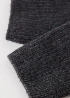 Short Socks^Calzedonia Short Ribbed Socks With Wool And Cashmere 711 - Charcoal Grey Blend