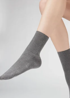 Short Socks^Calzedonia Short Socks In Cotton With Cashmere 042 - Mid Grey Blend