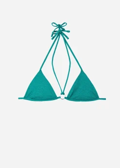 Bikini^Calzedonia Slide Triangle Bikini Top Hollywood 651C - Shiny Green