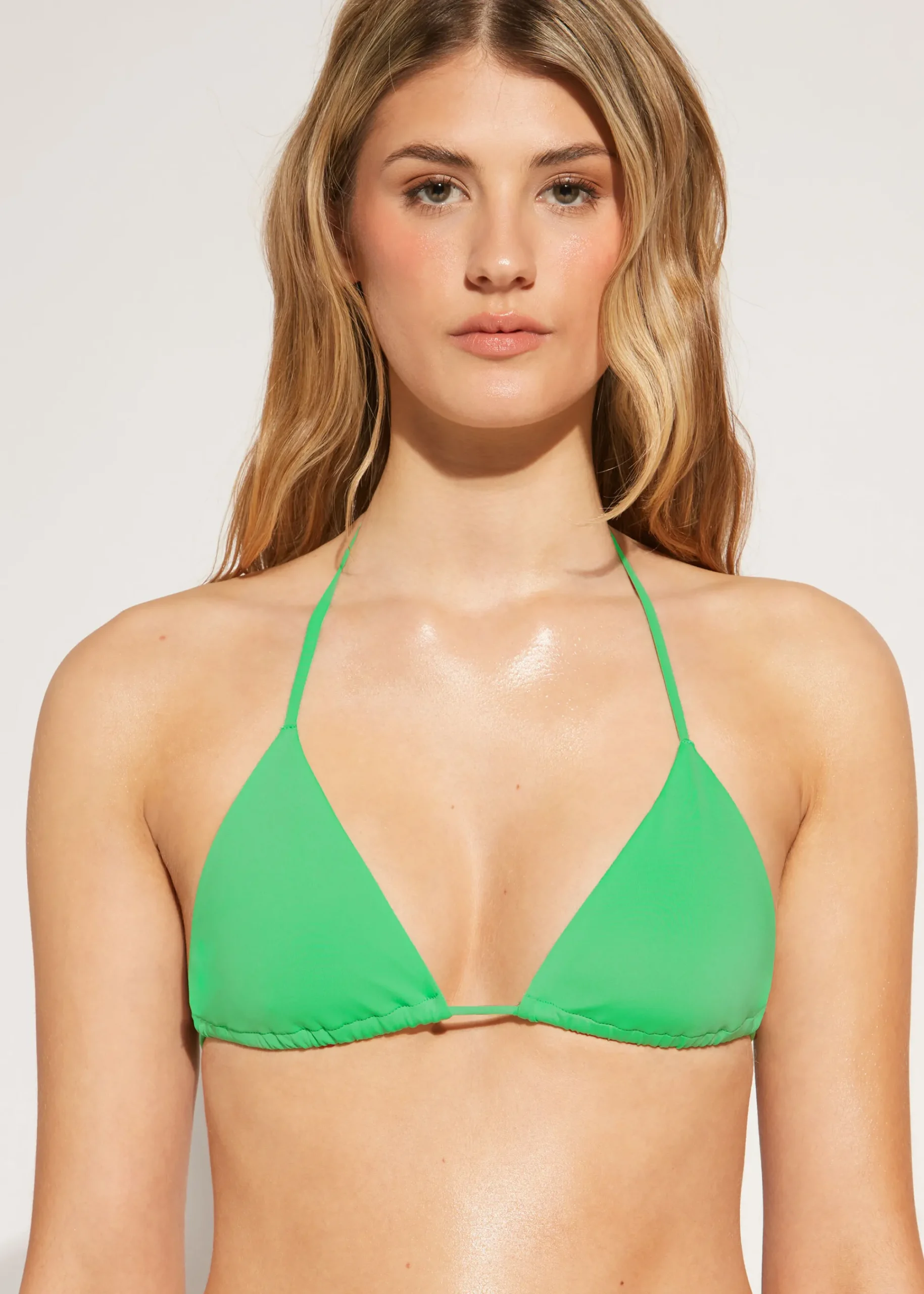 Bikini^Calzedonia Slide Triangle Bikini Top Indonesia 615C - Shiny Green