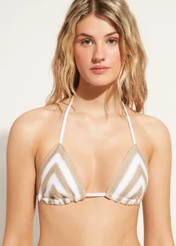 Bikini^Calzedonia Slide Triangle Bikini Top Mumbai 618C - White/Light Beige