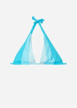 Bikini^Calzedonia Slide Triangle Bikini Top Azzorre 672C - Turquoise Green Block