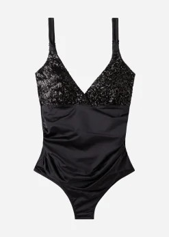 One-Piece Swimswuits^Calzedonia Slimming Padded Swimsuit Cannes 650C - Black Sequin