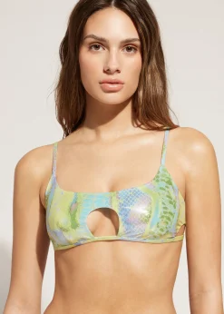 Bikini^Calzedonia Snake Print Crop Bikini Top Las Palmas 636C - Shiny Snake