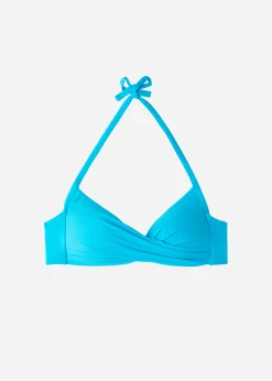 Bikini^Calzedonia Soft Graduated Crossover Padded Triangle Bikini Top Indonesia 616C - Turquoise Green
