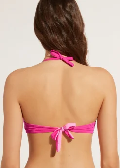 Bikini^Calzedonia Soft Graduated Crossover Padded Triangle Bikini Top Indonesia 614C - Bright Pink