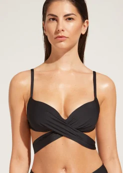 Bikini^Calzedonia Soft Graduated Padded Push Up Bikini Top Indonesia 06 - Black