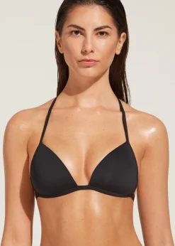 Bikini^Calzedonia Soft Graduated Padded Triangle Bikini Top Indonesia 06 - Black