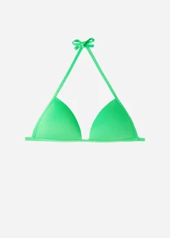 Bikini^Calzedonia Soft Graduated Padded Triangle Bikini Top Indonesia 615C - Shiny Green